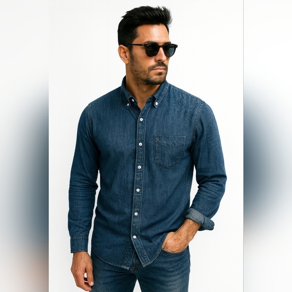 Ami Alexandre Mattiussi Other - Ami Alexandre Mattiussi/ Blue Denim Button Up Shirt/ 100% Cotton/ Size US M